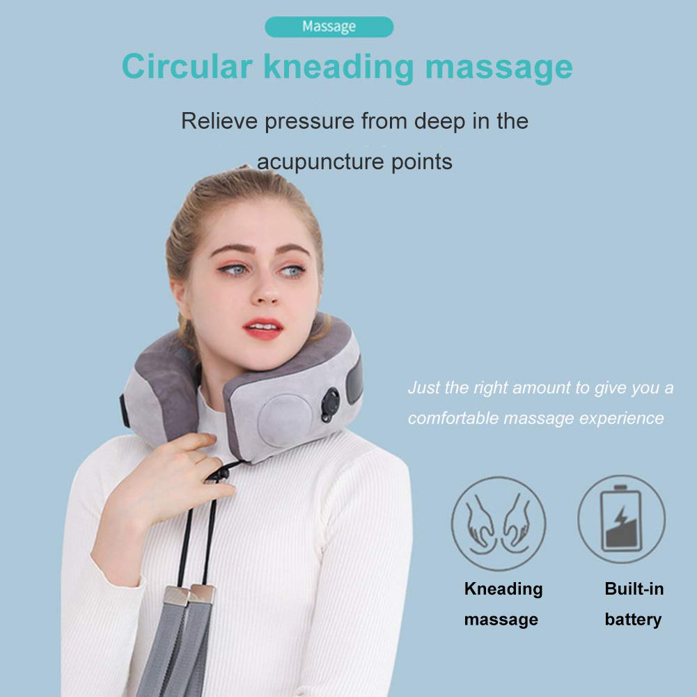 6D Tridimensional Masajeador Cervical Inflable Portátil Presionando Almohada En U Masajeador De Cuello Masajeador USB Masajeador De Viaje Recargable XZWLD