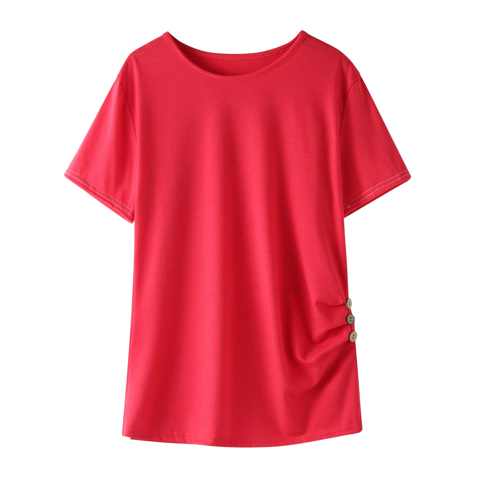 Girls Solid Color T-Shirts Toddler Baby Girls Short Sleeve Knot Front Tunic Tops Kids' Casual Loose (Red, 10-11 Years)