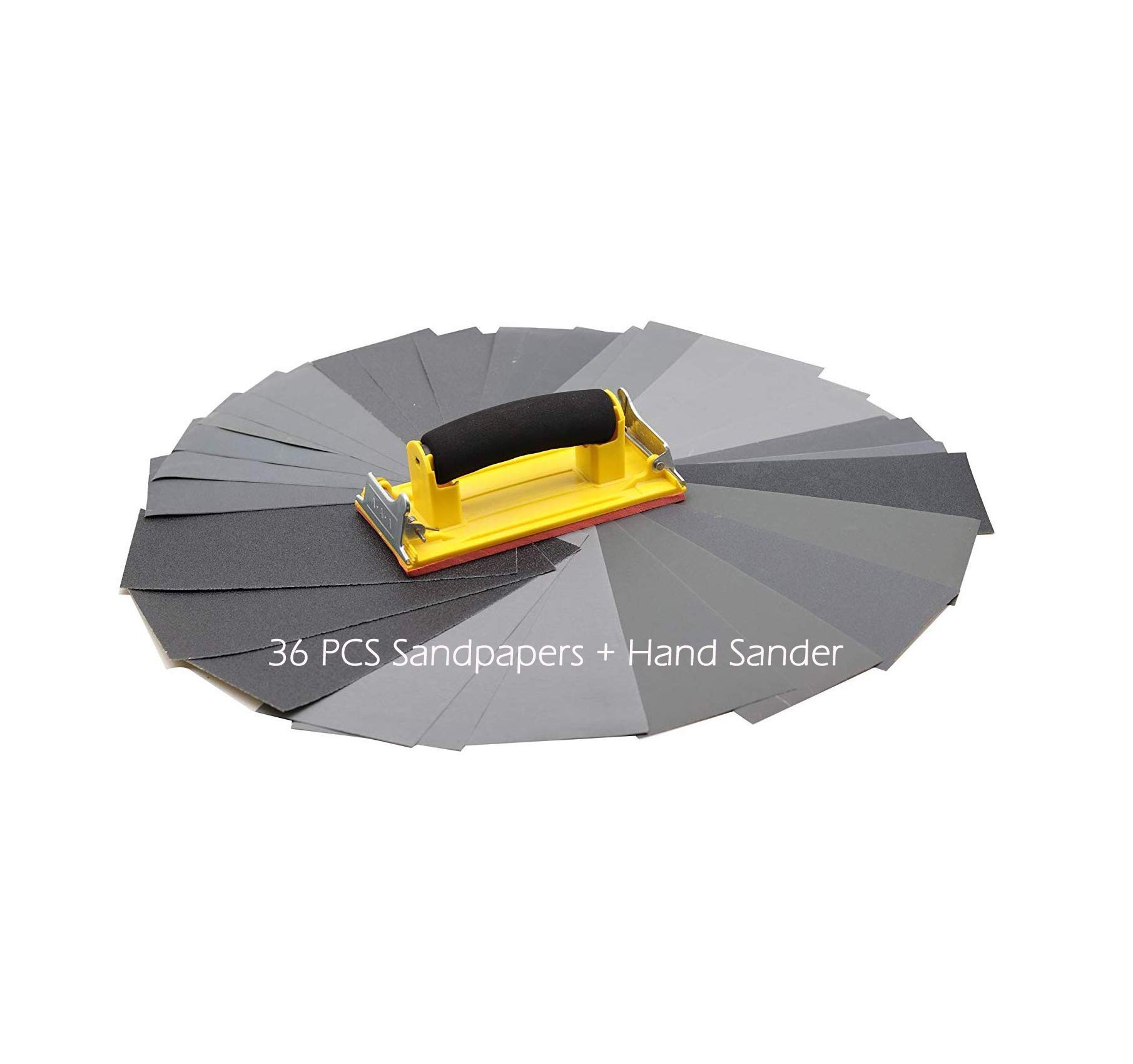 36 Pcs Wet and Dry 120 to 3000 Mixed Grits Sandpaper + Sponge Handle Sanding Sheets Sand Paper Block Kit