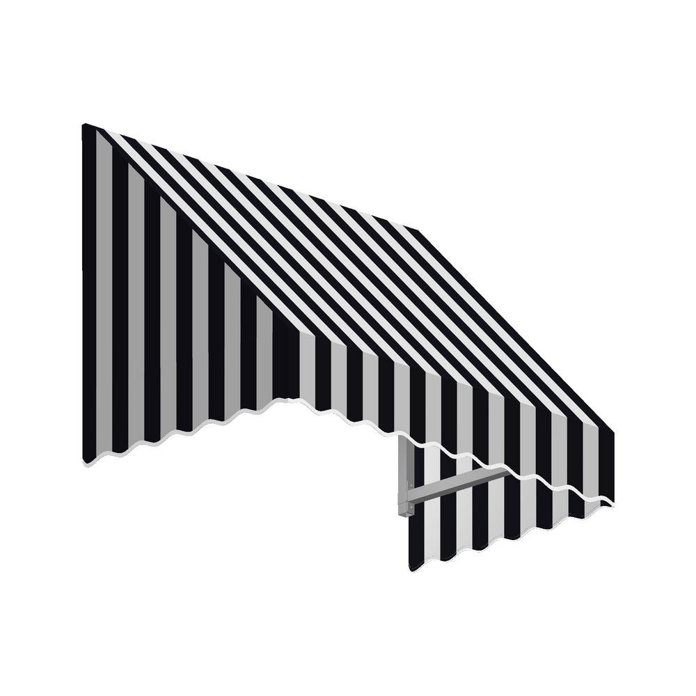 10.38 FT. SAN Francisco Fixed Awning 124.5 in. W X 18 in. H X 36 in. D Acrylic Fabric in Black/White Stripe by Awntech – Model SF1836-10KW