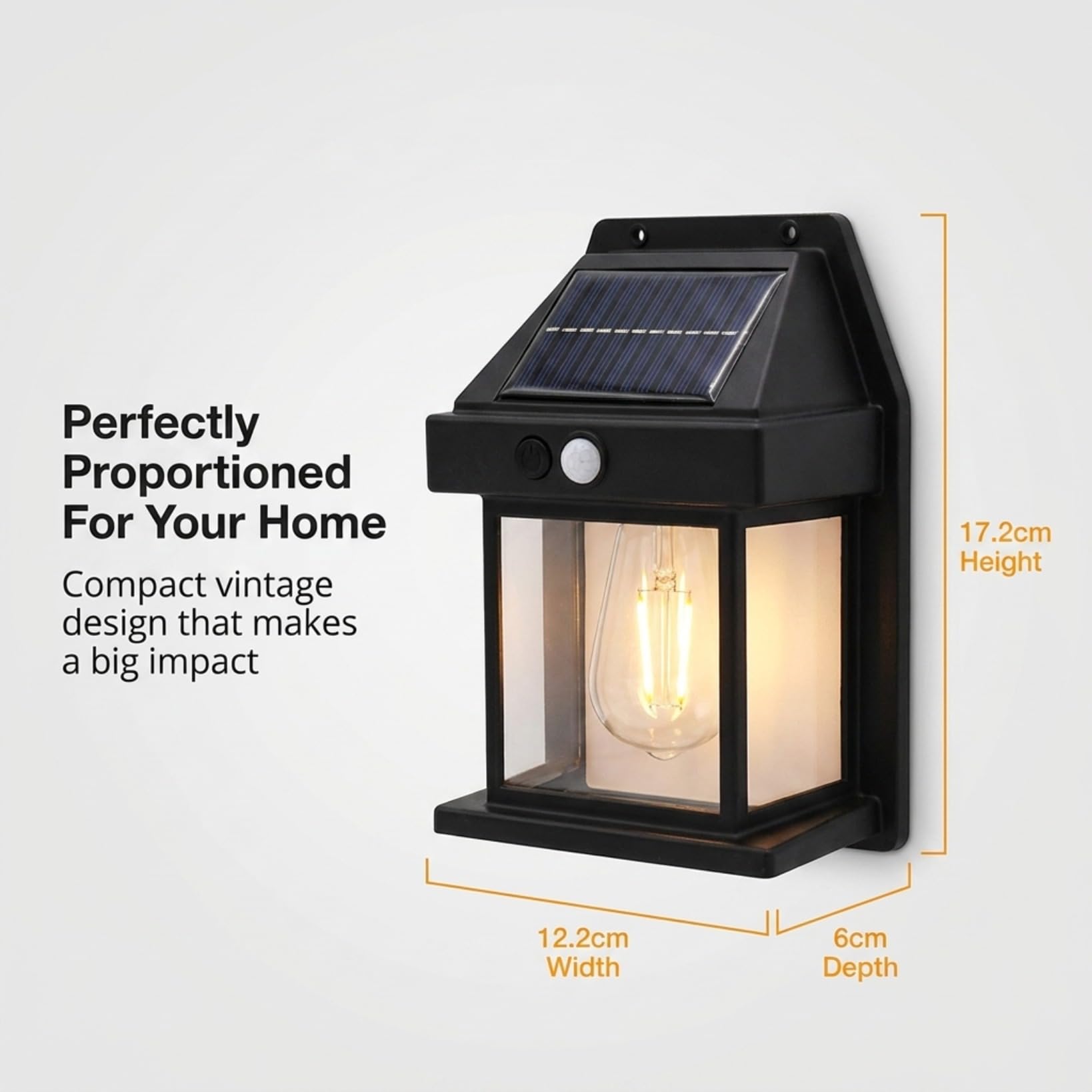 Auraglow Kinkiety Solarne Filament z Czujnikiem Ruchu PIR, Zestaw 4