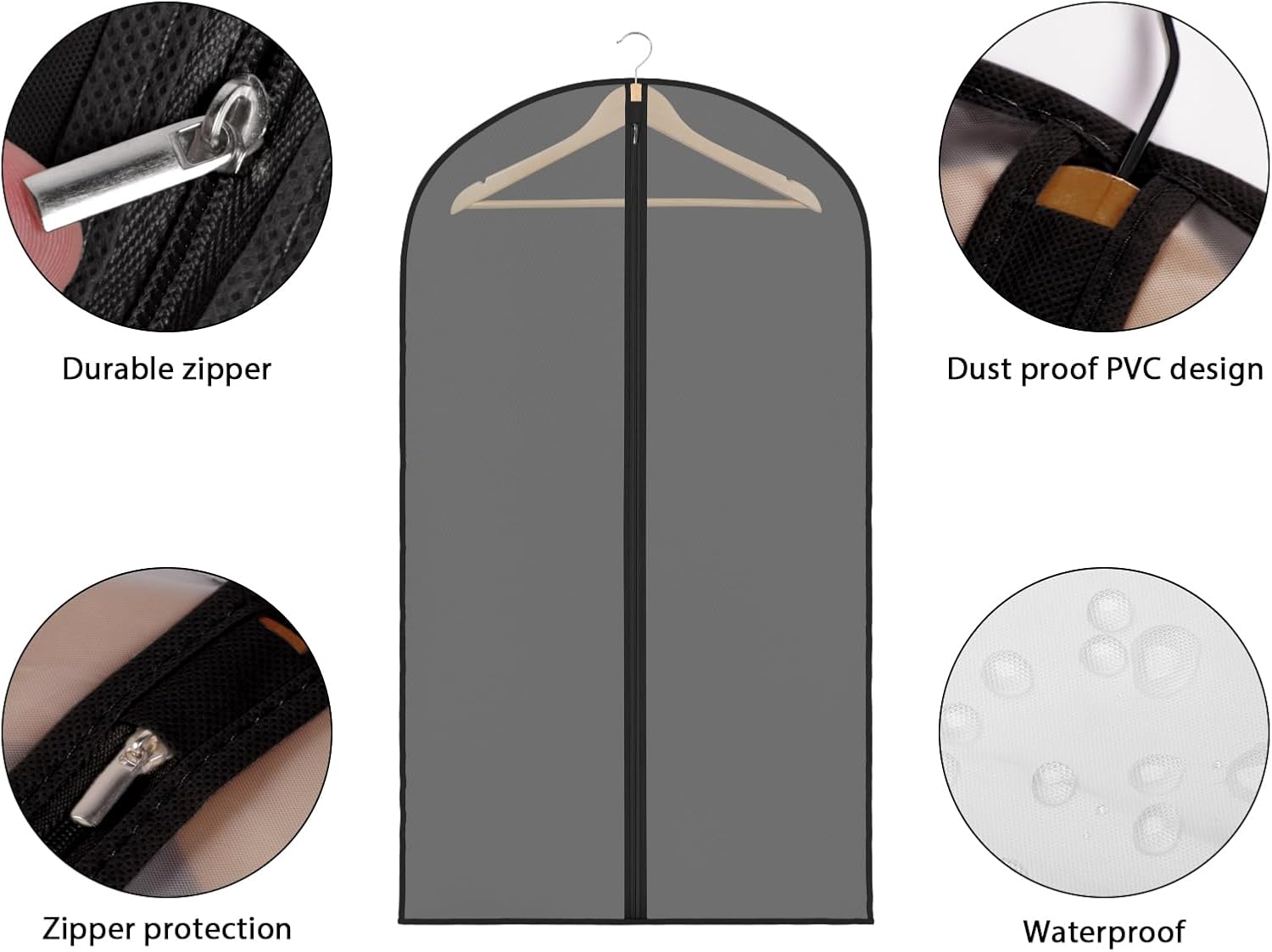 Zilink Funda transparente para perchero, 6 pies, transparente, impermeable, con 2 cremalleras duraderas para perchero (72 pulgadas de largo x 20