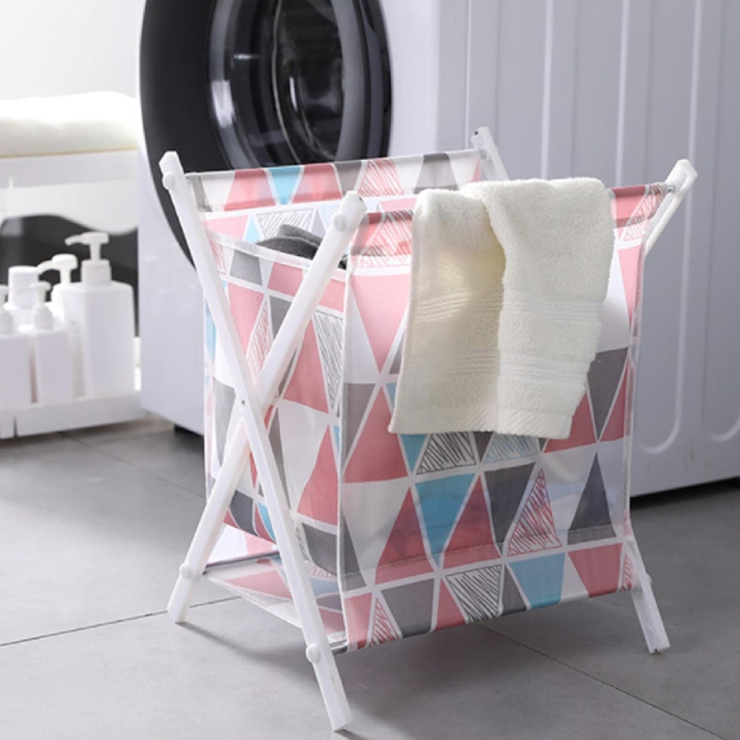 Laundry Hamper Laundry Basket Collapsible Storage, Large Waterproof Storage for Kids Room,Toy Organizer,Home Decor,Nursery Hamper-Grey triangle