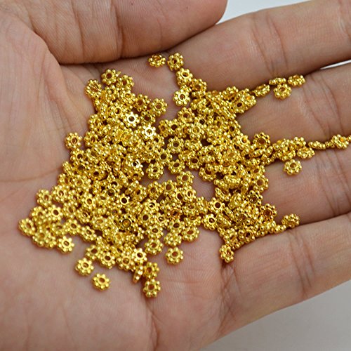 Bronagrand 500Pcs Metal Daisy Spacer Beads 4Mm For Diy Jewelry Making,Gold And Silver #TOP3
