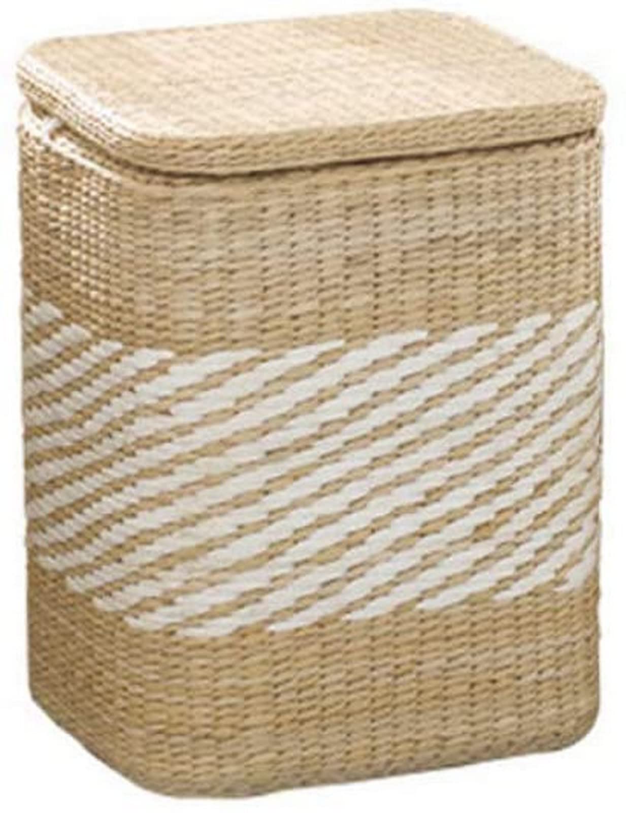Repose-pieds en rotin et bois massif, pouf carré avec rangement pour le salon