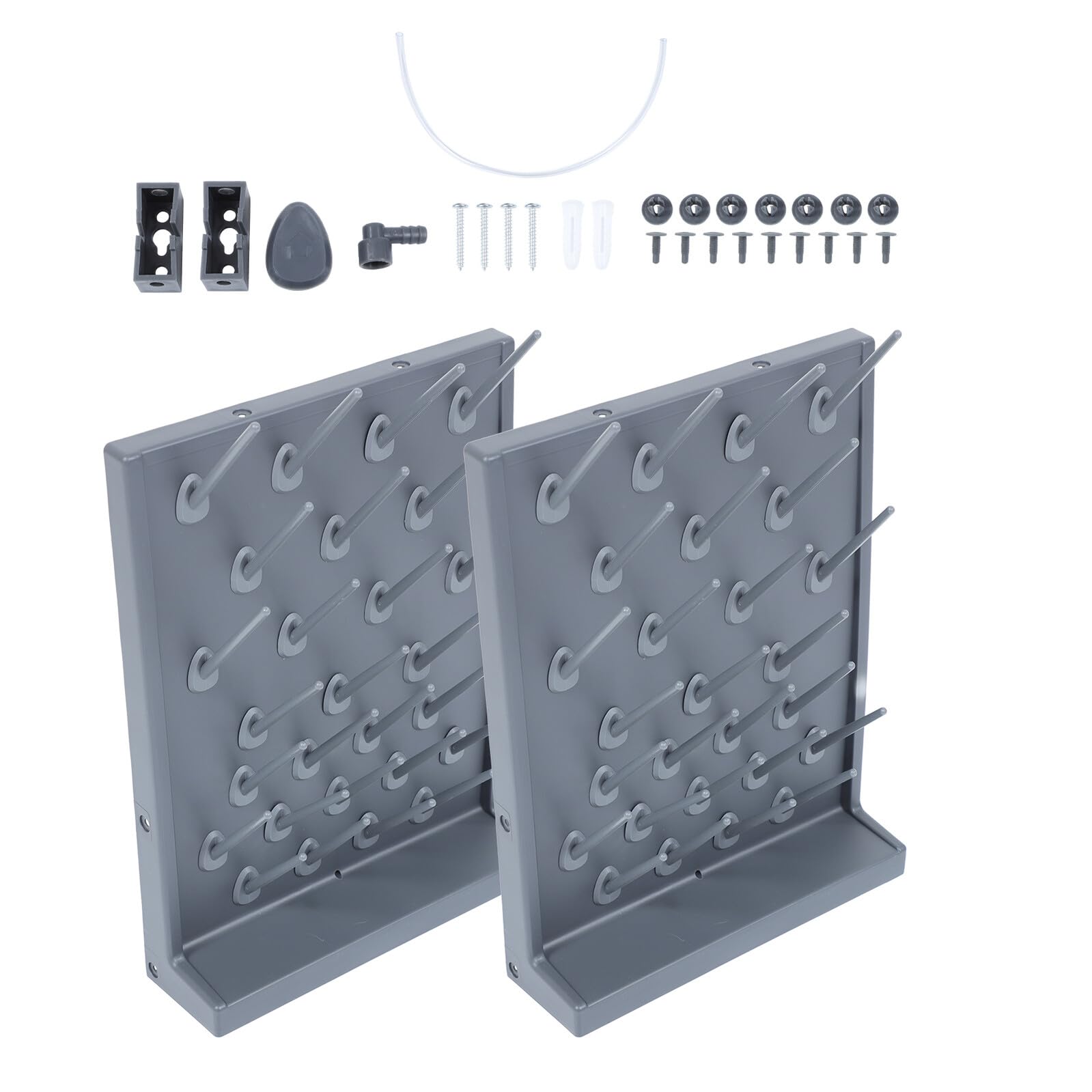 Veemoon Supporto per Provette da Laboratorio Pp 27 Pioli Rack di Essiccazione Plastica Nero 2 Pezzi per Uso Scientifico e Industriale