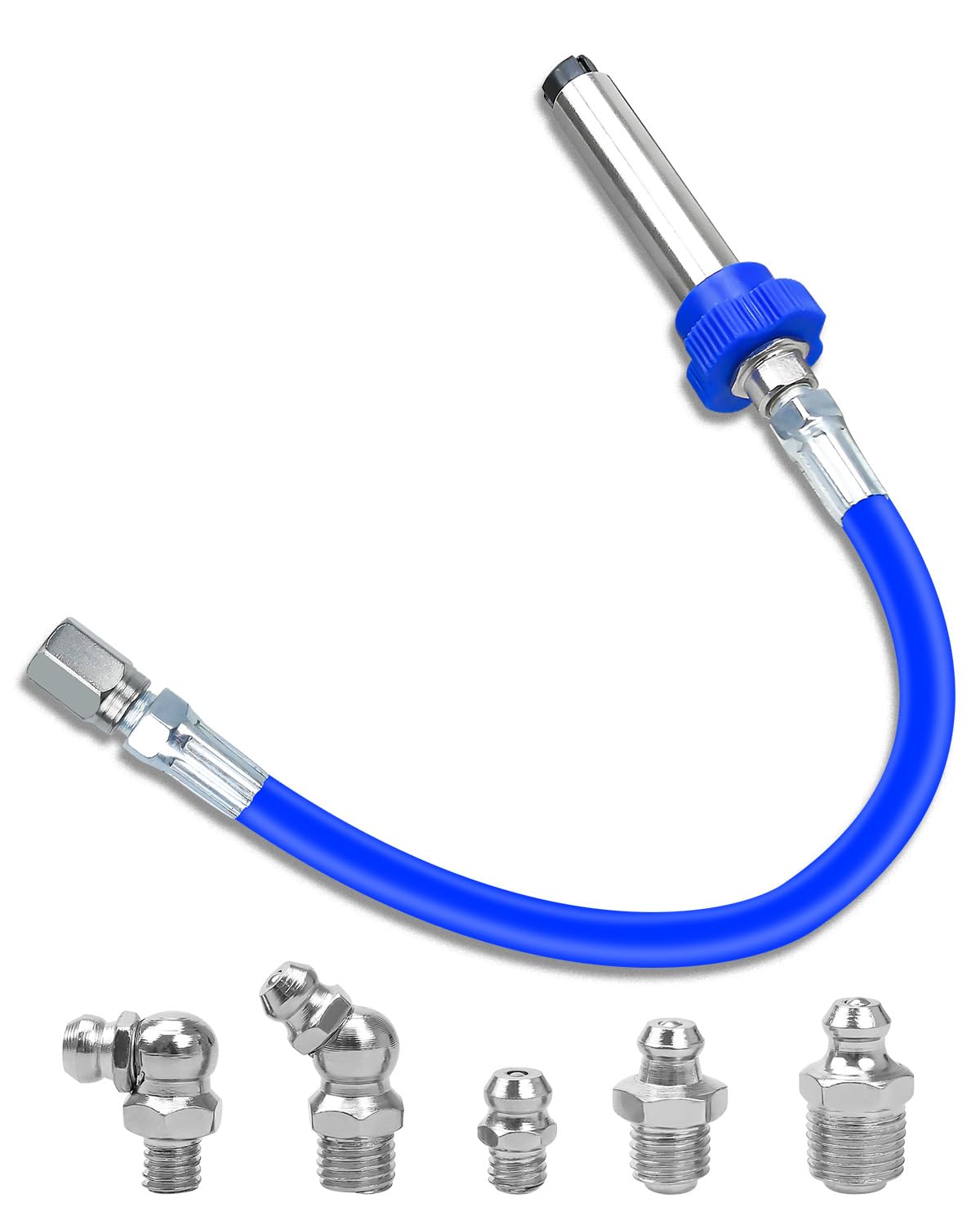 OCHIKI 8th Generation Grease Gun Hose, High Pressure Grease Gun Coupler Fittings Extensions, Heavy Duty Lock Clamp Type Grease Gun Tip Nozzle, Quick Lock and Release