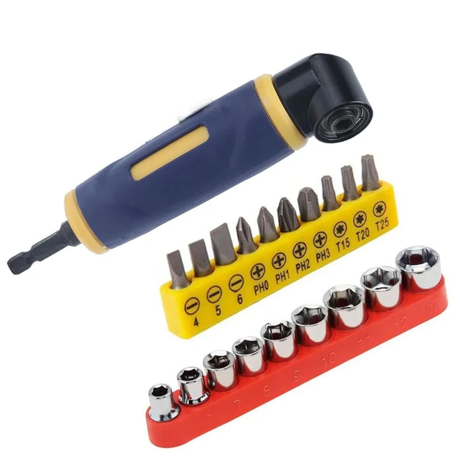 Fromceo 3Pcs 90 Degree Screwdriver Bit Holders Ergonomic Design For Standard 1/4 Inches Hexagonal Shank Enhancing Grip And Control Right Angled Screwdriver Bit