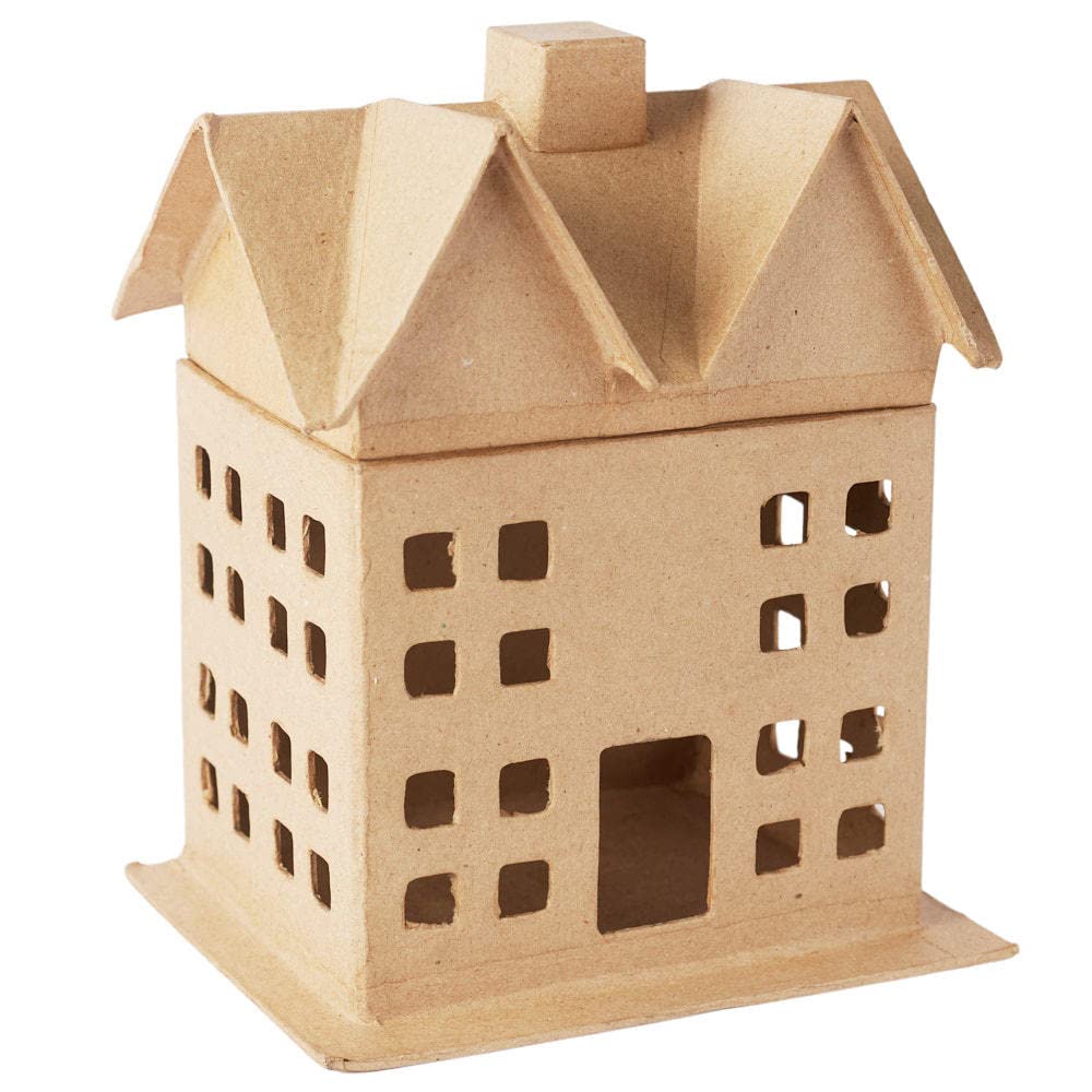 Factory Direct Craft Paper Mache Saltbox House Box - DIY Holiday Crafts & Decorations - Unfinished Papier Mache Village Cottage for Crafting & Storage (9