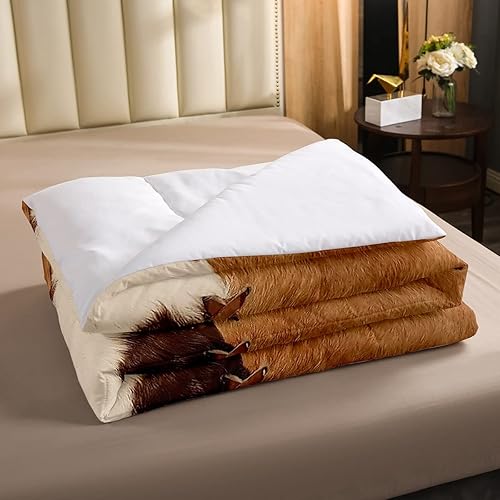 Miniatura 3 de Juego de ropa de cama de piel de vaca con retazos, edredón de piel de vaca con estampado de animales de granja para niños y niñas, edredón de plumón