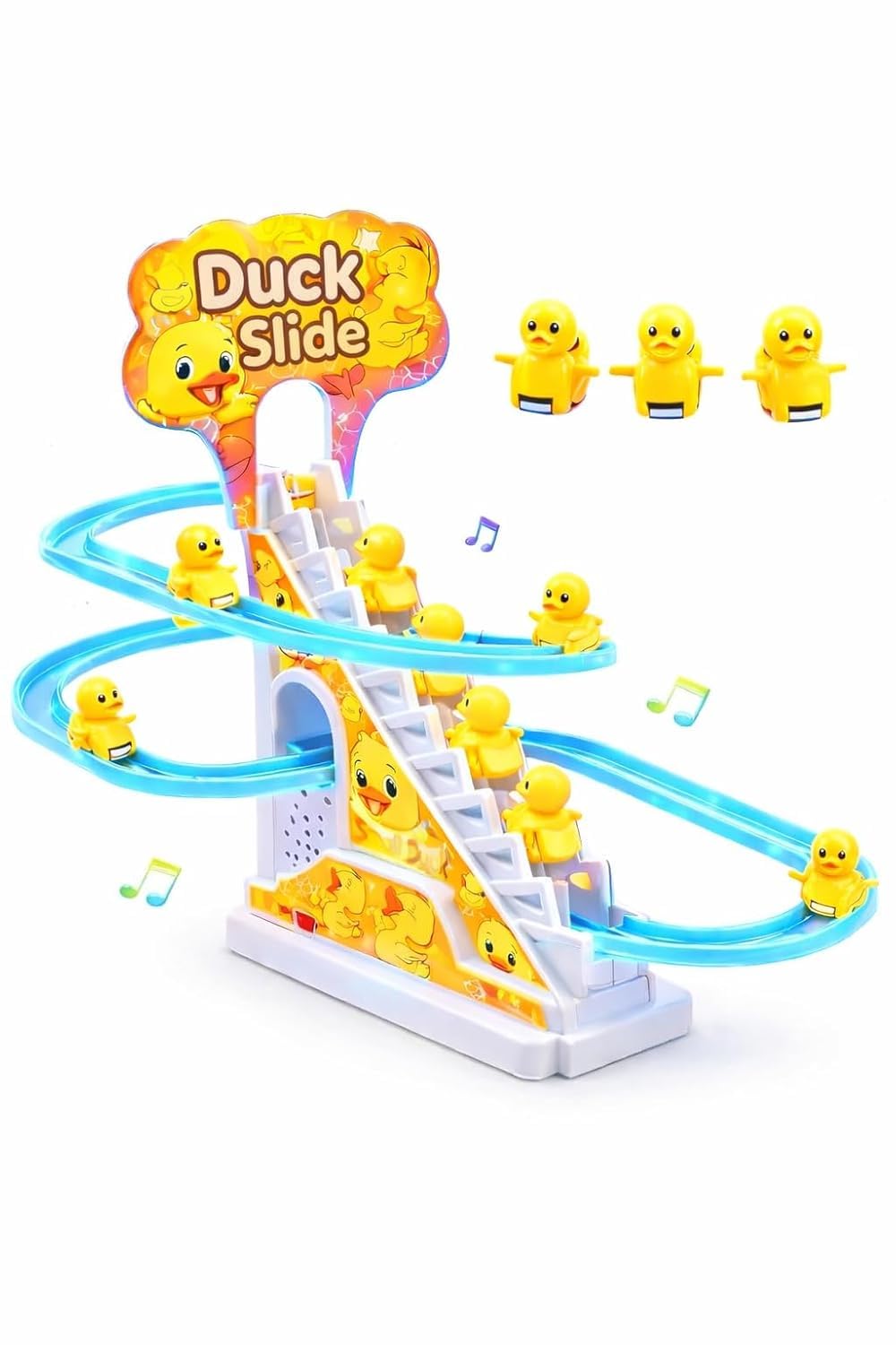 WireScorts Duck Track Toys for Kids - Small Ducks Stair Climbing Toys for Kids, Escalator Toy with Lights and Music - 3 Duck Included - Duck Track Yellow-picture-32
