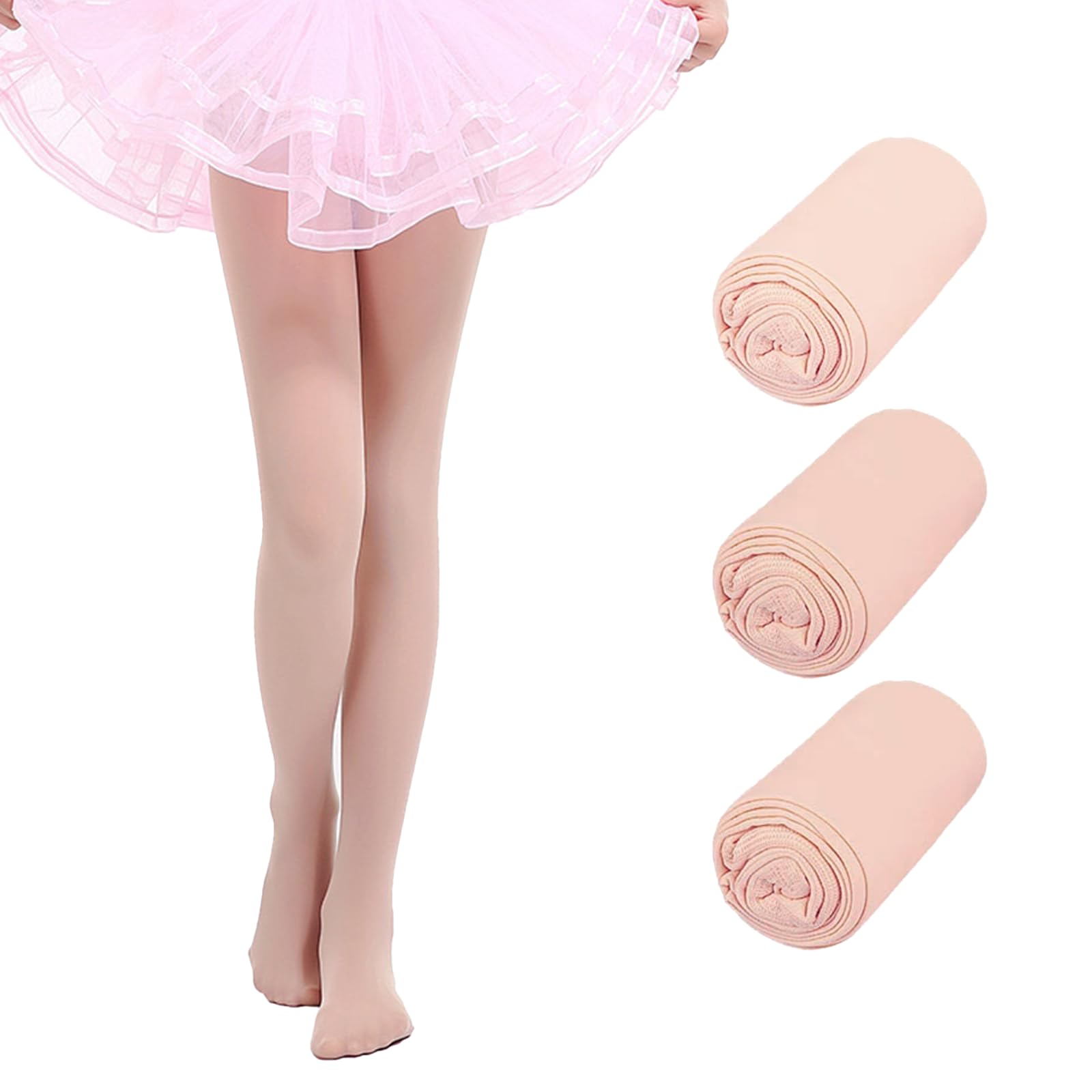 Xiyezdm Girls Nude Tights Ballet Dance Tight Kids Student Footed School Uniform Training Tights Ultra Stretchy Soft Pantyhose Schoolwear Age 4-13(, 11-13 Years)