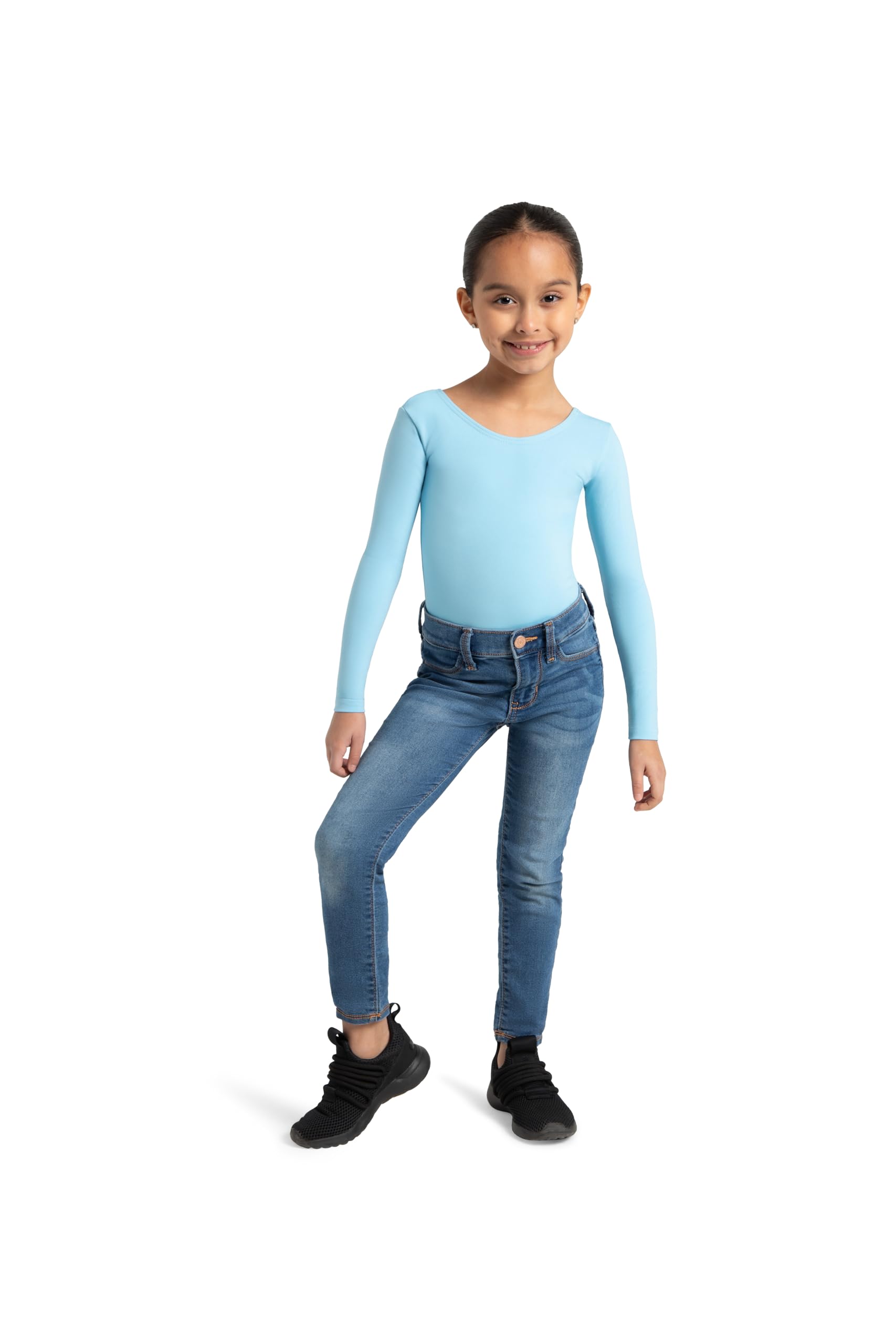 Capezio - Maillot de ballet de manga larga de nailon para niños en diferentes colores (azul claro, L (10-12 años)