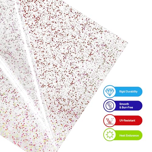 Image of Jadeshay 2-Pack Glitter Acrylic Sheets 12x12 Inch 1 /8 inch Thick - Pink Sequin Clear Plexiglass for DIY Crafts, Signs, Laser Cutting & Wall Decor