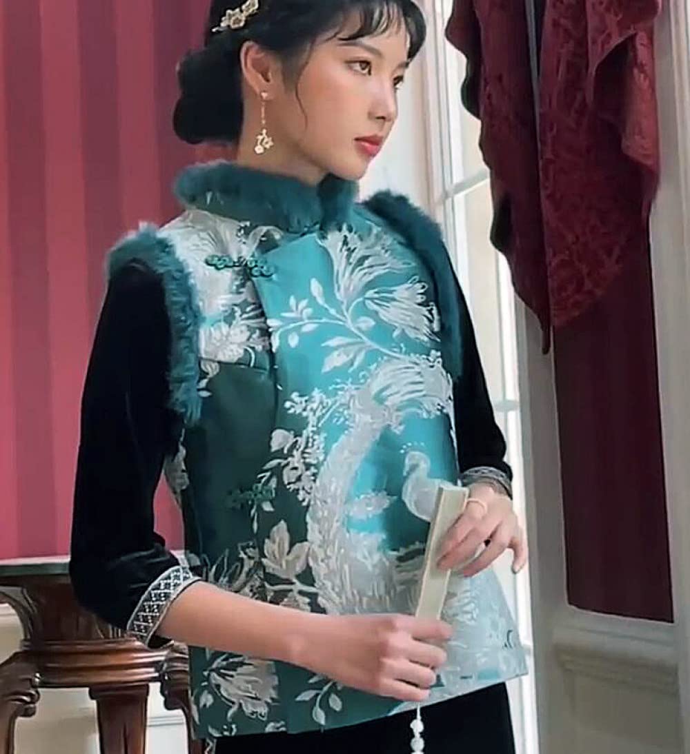 Amazon.co.jp: 女性のベストトップ - 中国風のチョッキの女性 
