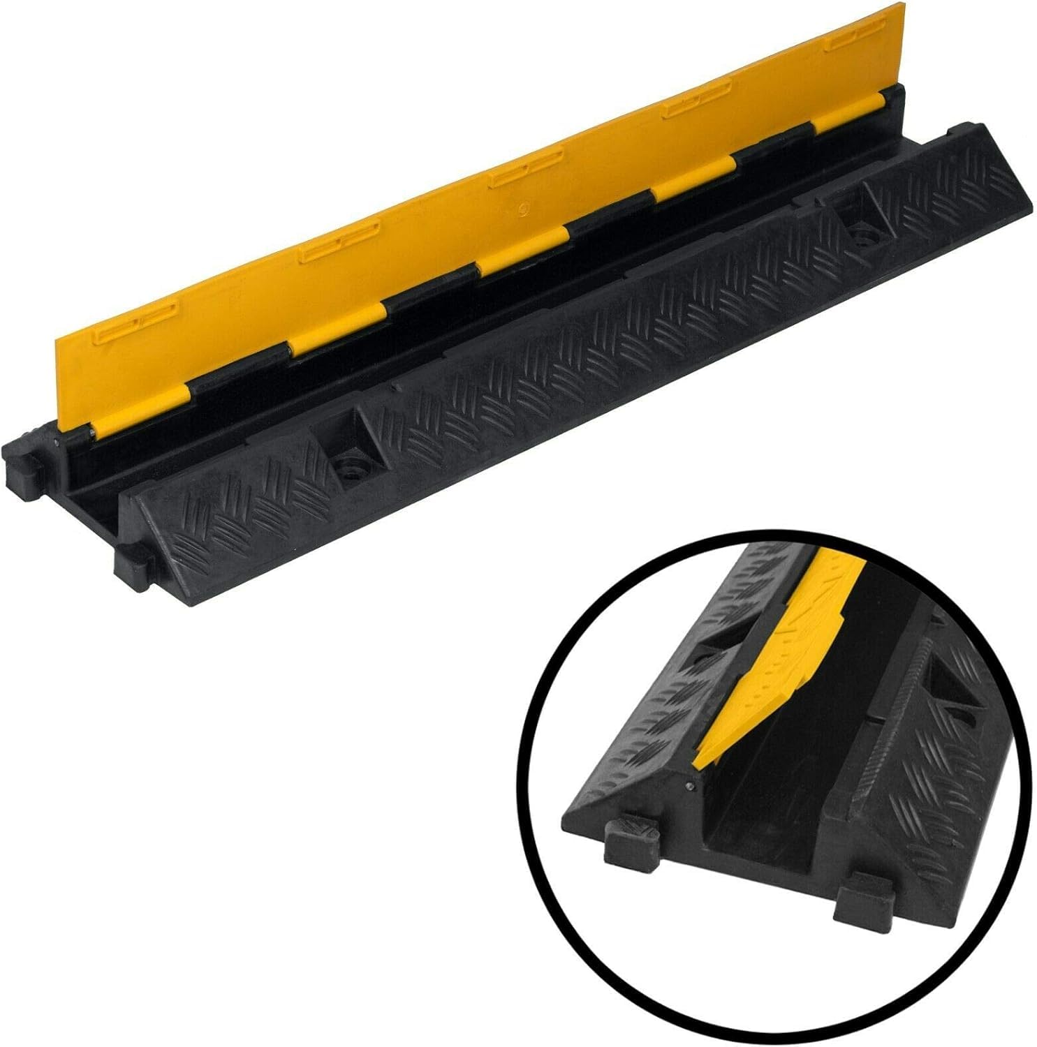 1-Kanal Kabelbrücke/Schlauchbrücke – Extra großer Kanal 70x50 mm, Überfahrschutz, Kabelkanal-Rampe für Pkw & LKW, Protector, Schutzbrücke für Kabel und Schläuche