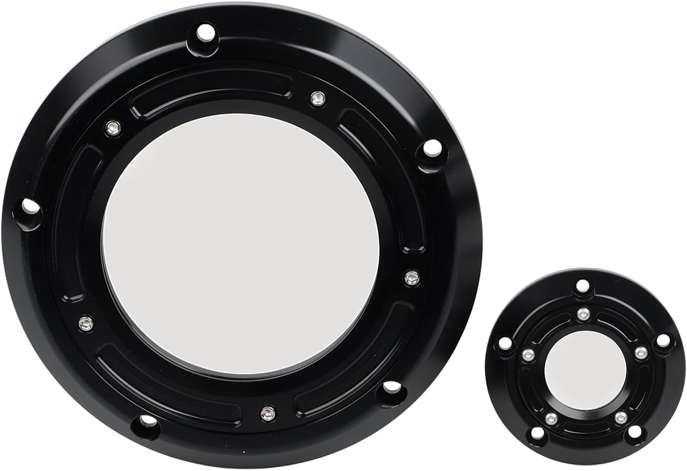 5-Hole Clear Derby Timing Timer Cover for Harley Dyna Softail Fat Boy Touring Electra Glide Road King Street Glide 1996-2013, Black
