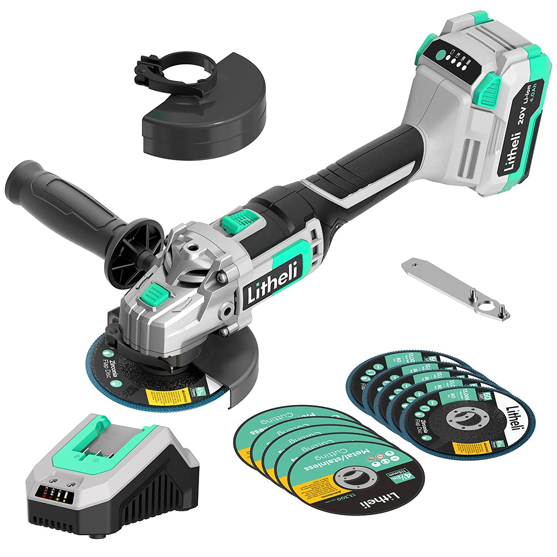 Litheli 20V Cordless Angle Grinder,41/2 Inch,Metal Cut Off Tool/Polish