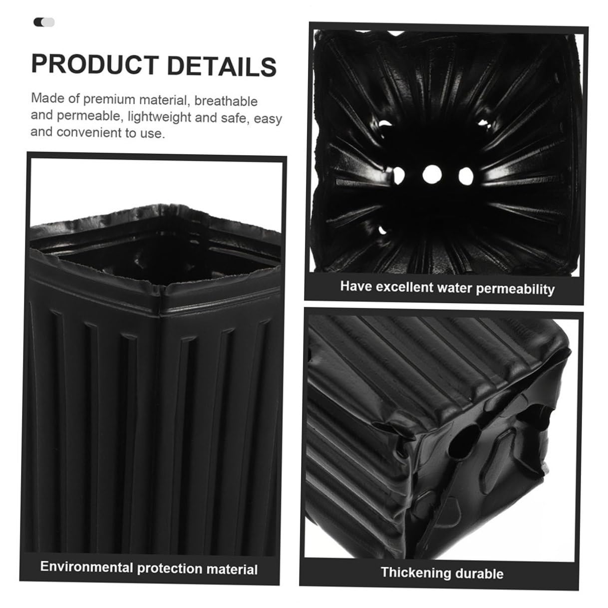 60 Pots Noirs en Plastique PP pour Pépinière D'arbres et Fruits, Paquet de Semis Épais et Profonds Protection des Racines, Multi-usages pour Jardin