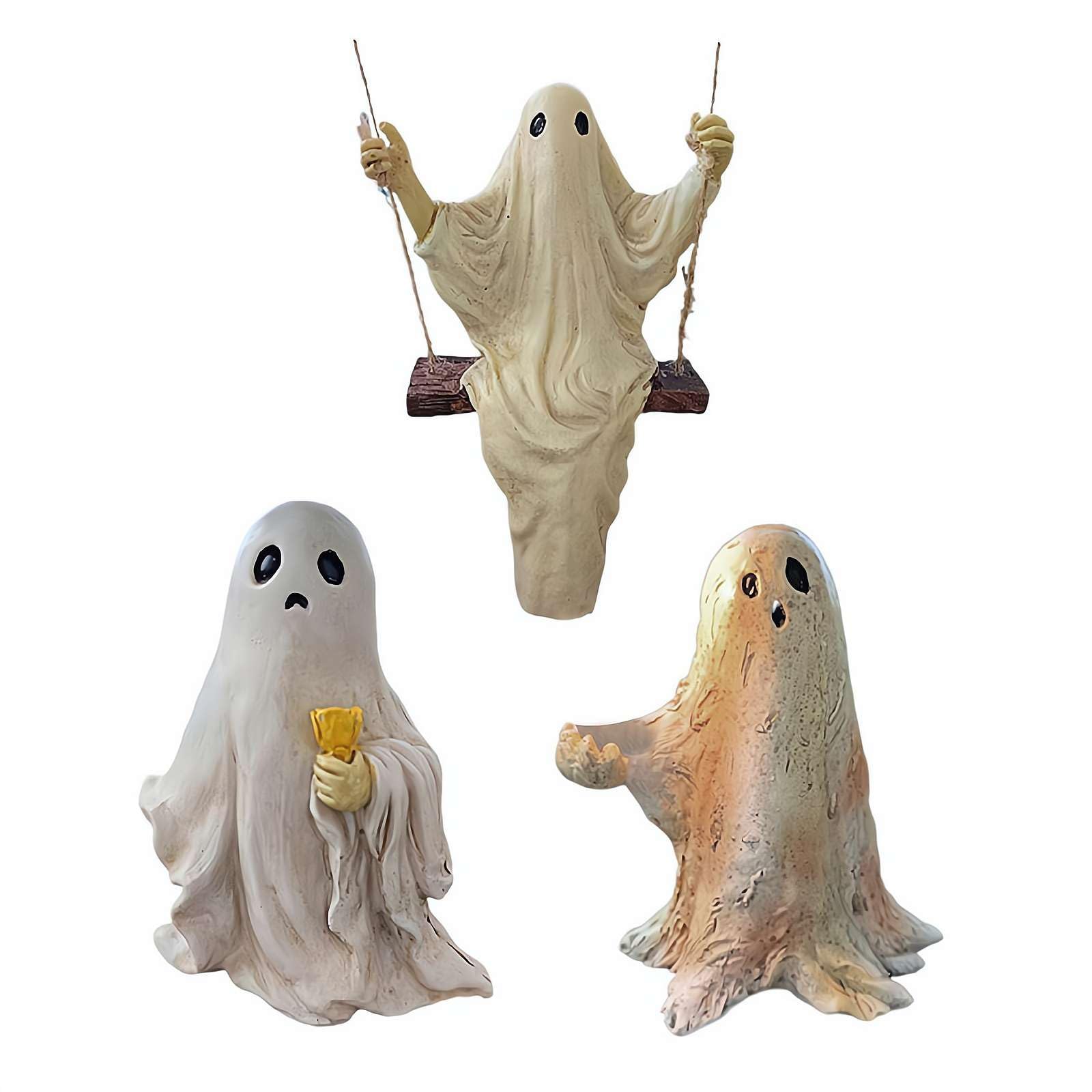 Figurine fantôme d'halloween créative et amusante, Sculpture en résine, cœur, doigt du milieu, décoration de bureau et de maison, ornement