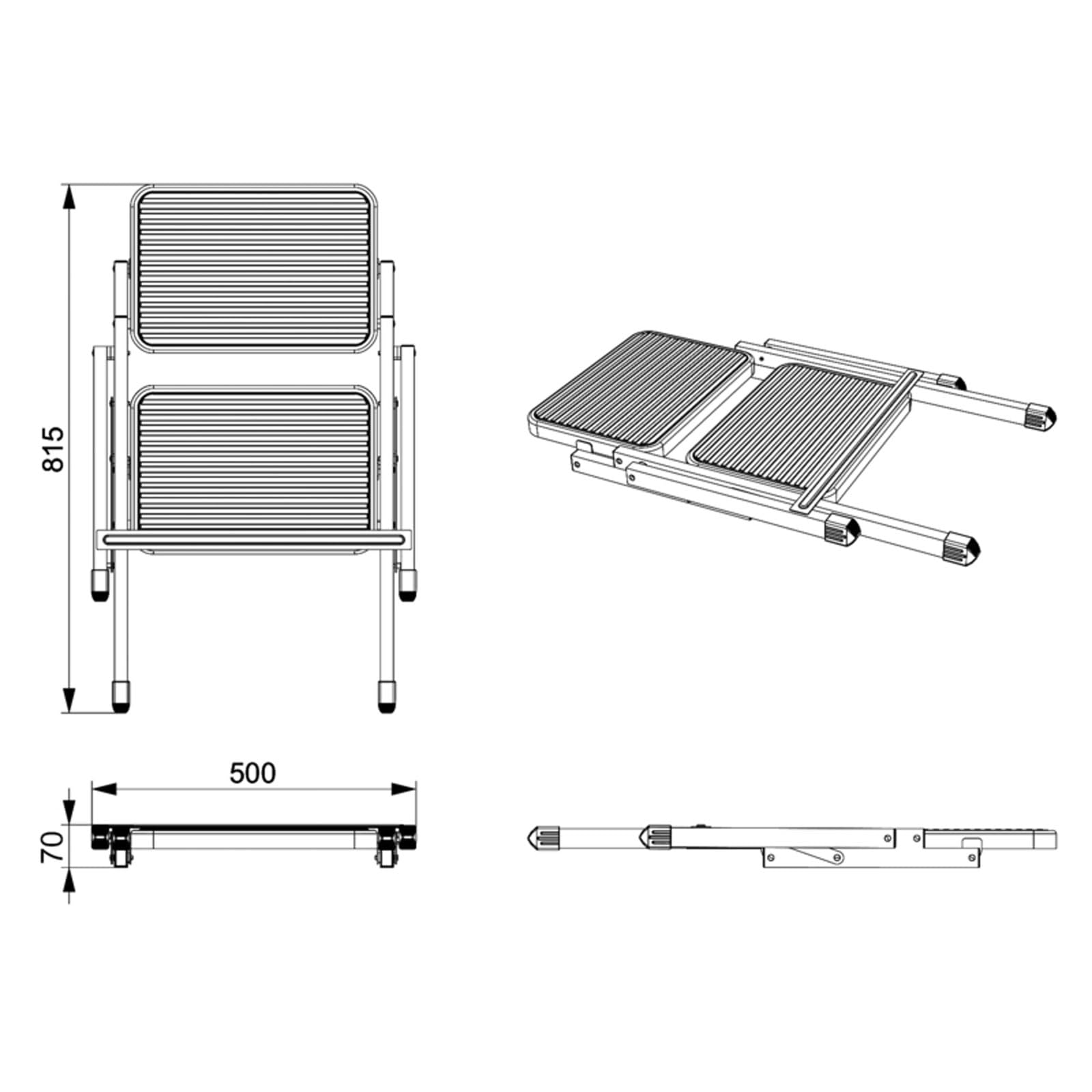 Carbest Escalón doble plegable para camping, caravana o autocaravana, plegable, hasta 150 kg, 181421699