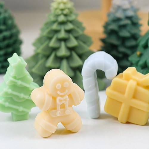 Miniatura 9 de Moldes de chocolate de Navidad, 2 moldes de silicona para dulces con pan de jengibre, Papá Noel, diseño de campanas de alce y Navidad, moldes para
