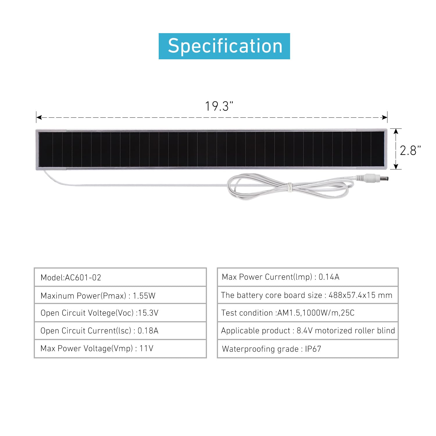 Panneau Solaire 8,4V Pour Stores Motorisés - Chargeur Solaire Portable Sortfle - Neuf