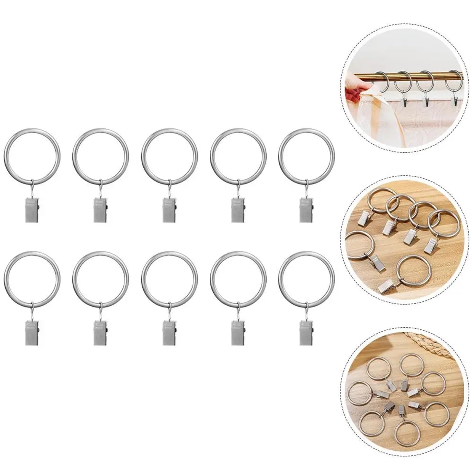 100 Stück Metall-Vorhangringe mit Clips for Stangen