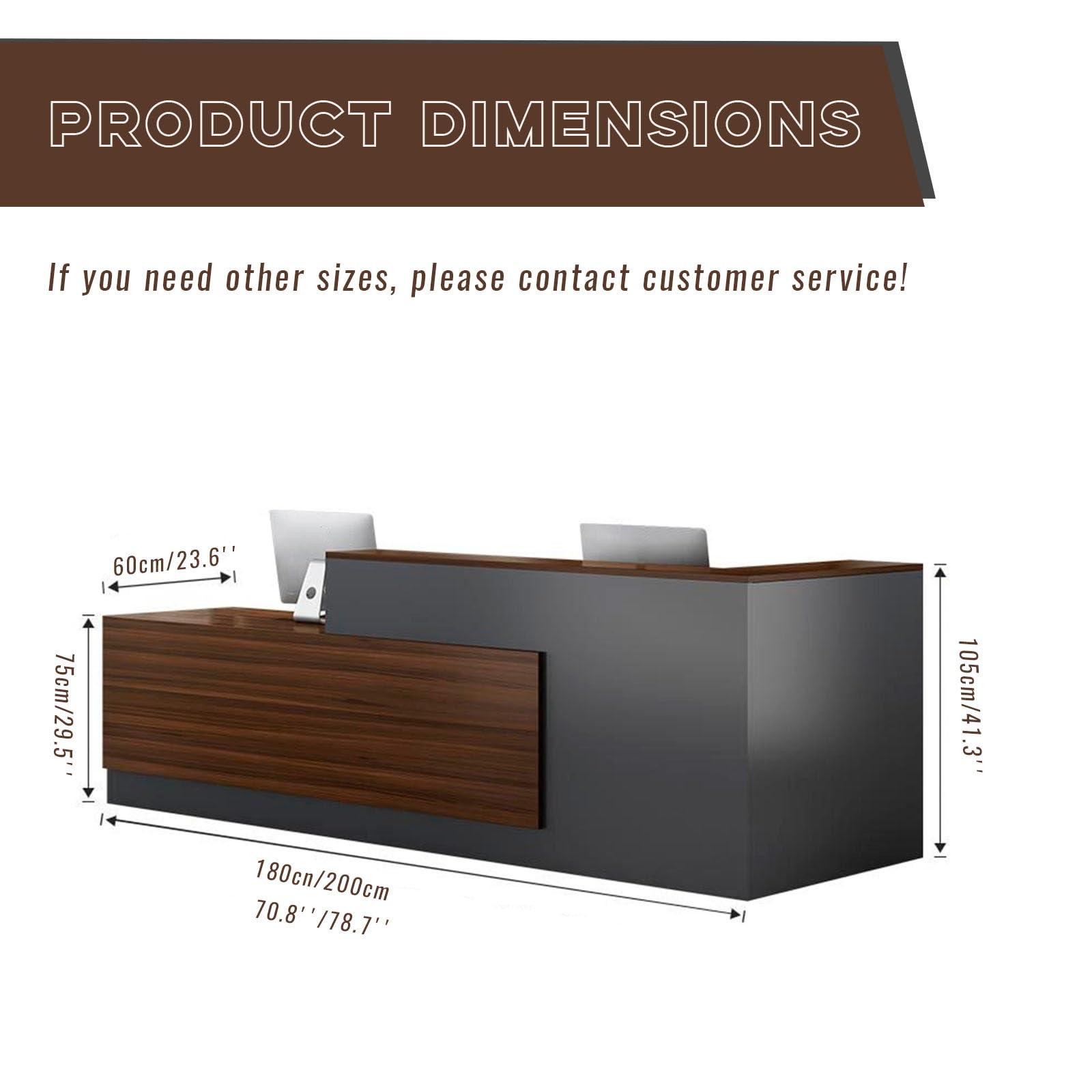 Empfangstheke Rezeptionstheken Counter für Büro | Moderne Empfangstheke mit Stauraum und Tastaturablage für Büros, Salons, Hotels und Praxen.(White/Right,180cm)