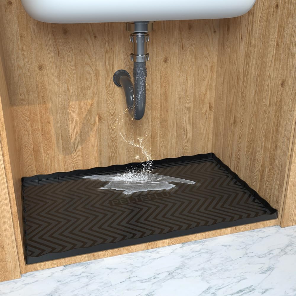 Under Sink Mat 22x34Silicone Under Sink Liner For Kitchen