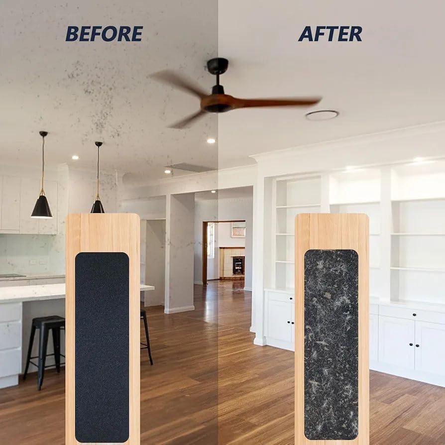 Image of Ceiling Fan Blade Dust Collector Pads, 3 Pack, Black | Reusable Foam Pads, Easy Attachment, Traps Dust, 3-Blade Fan Compatible, Self-Adhesive
