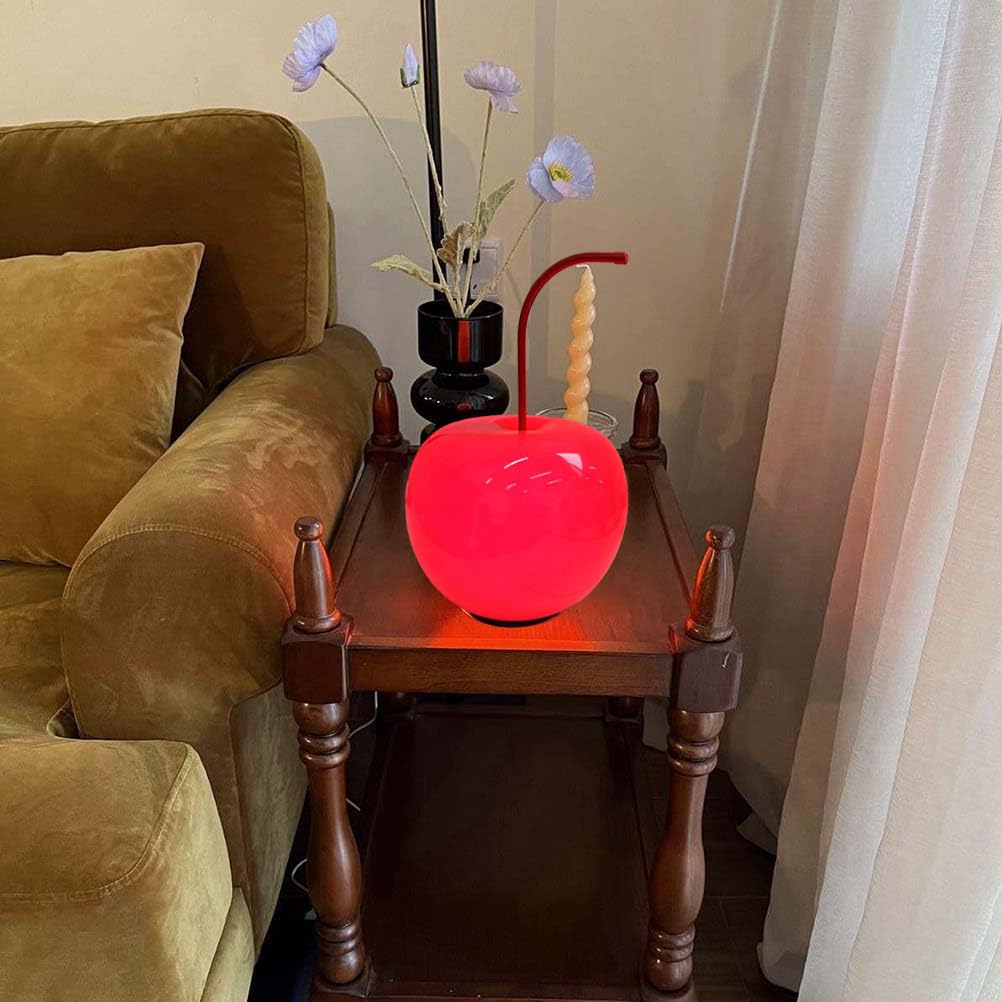 OOWOKS Kirsch Lampe LED Kirsch Tischlampe Kreativ Tischleuchte Dimmbare mit USB-Kable, 3 Farbtemperaturen Glas Rund Dekorative Lampe für Nachttisch Wohnzimmer Schlafzimmer Restaurant