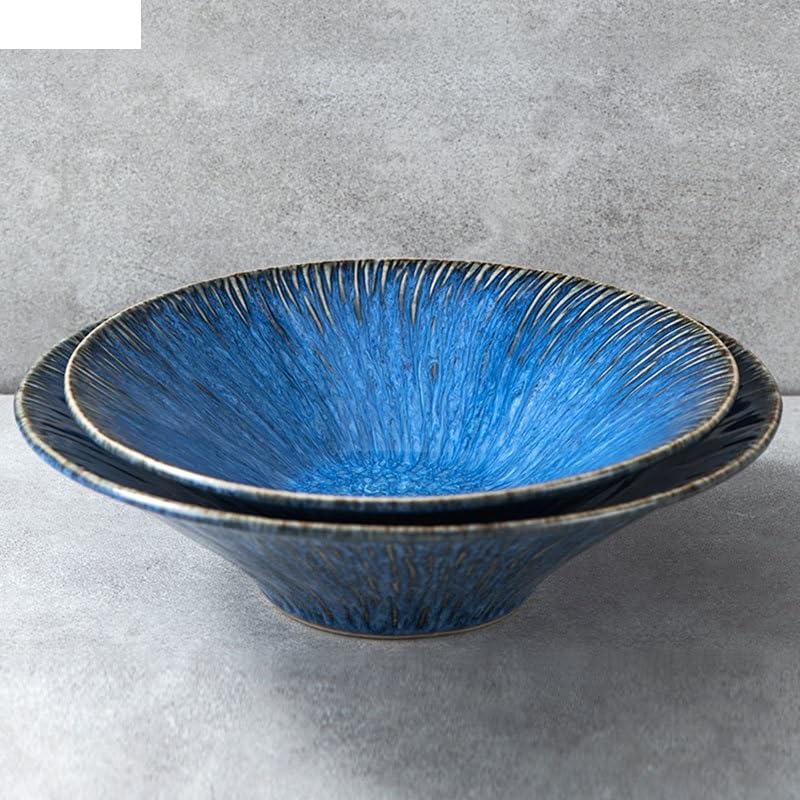 Speiseteller-Set aus Keramik, nordisches Blau, für Restaurant, Pasta, Steak, Teller, Zuhause, Obst, Salat, Schüssel, Kuchen, Dessertteller, Küchenutensilien, Küche, Salatschüssel (B 27,9 cm)