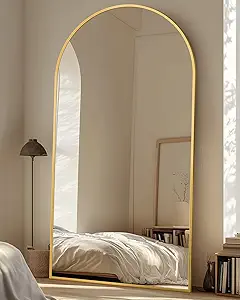 Suidia Arched Full Length Mirror, 81"x41" Floor Mirror Freestanding, Floor Standing Full Body Mirror with Stand for Bedroom, Hanging Mounted for Living Room Cloakroom, Gold