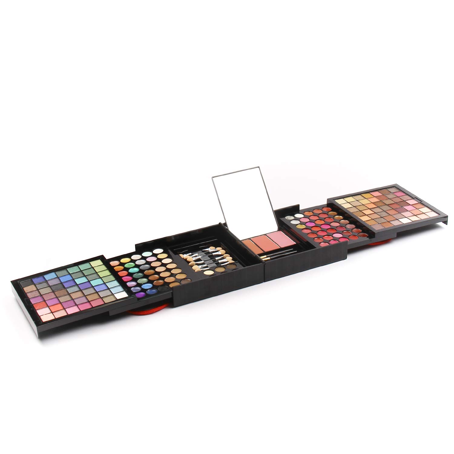 Sedell Professional 177 Colors Eyeshadow Palette Matte Shimmer Eyeshadow Blush Lip Color Bow Shader Brushes Concealer Kit, Multicolor, 80 g-image-9