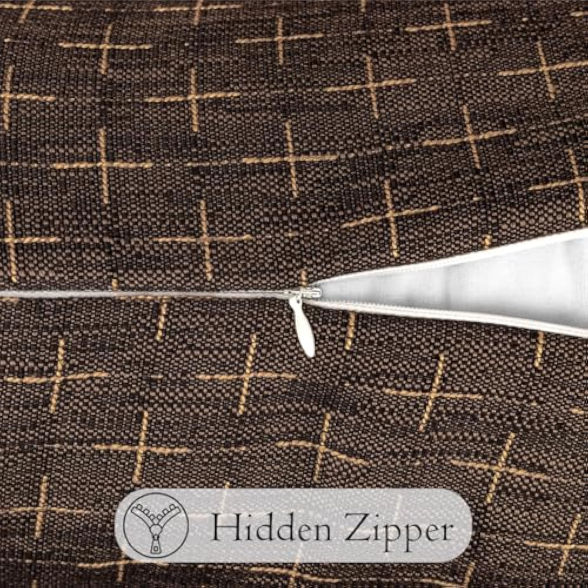 Cross Pattern Lumbar Pillow Cover, Dark Coffee Decorative Cushion