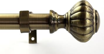 Urbanest 1-inch Diameter Doorknob Adjustable Single Drapery Curtain Rod, 84-inch to 120-inch, Antique Brass