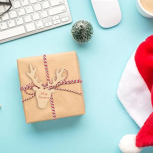 Miniatura 6 de Honbay 30 adornos colgantes de madera con cabeza de ciervo, cabeza de reno, piezas de madera en blanco sin terminar, rebanadas de madera, adornos de