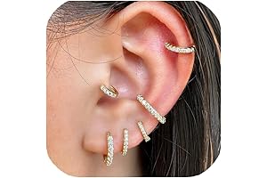 4 Pairs Small Hoop Earrings Set for Women, Trendy 14k Gold Plated...