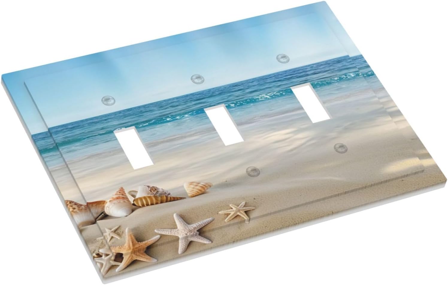 Light Switch Cover Plate Summer Beach Starfish Shells 3 Gang Switch Plate Covers Triple Toggle Decorative Wall Plates Electrical Faceplate for Bathroom Home Decor image 3