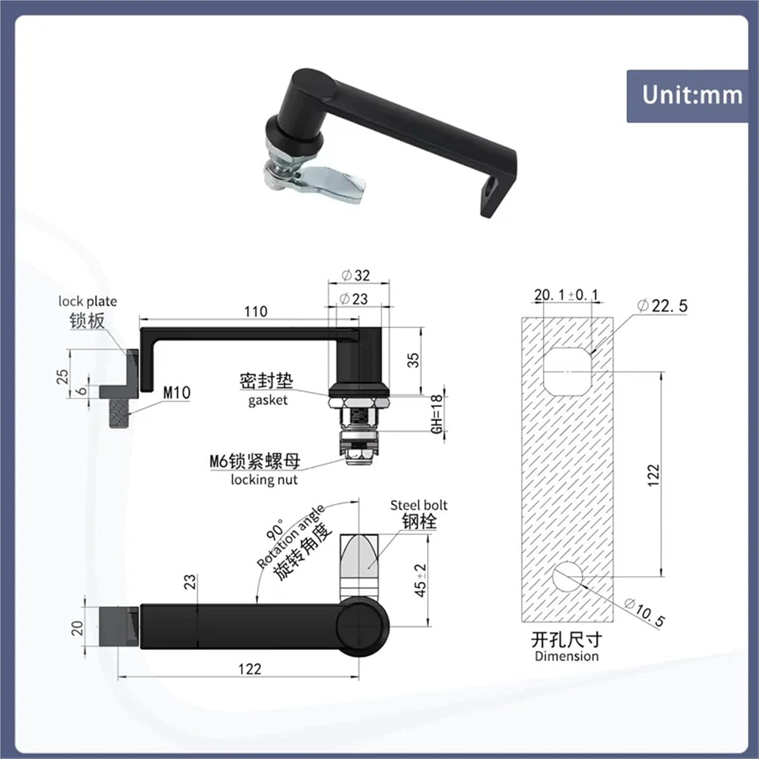 Black Zinc Alloy Handle Doors 1Pcs