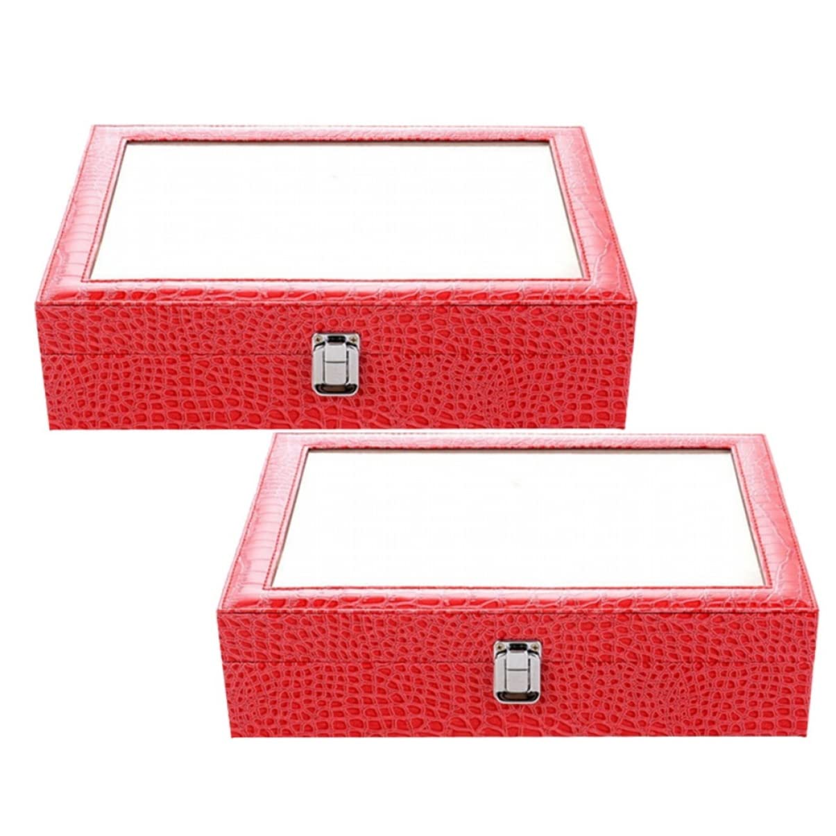 Zerodeko Pu Brillen Displaybox mit 8 Fächern in Rot für Sonnenbrillen