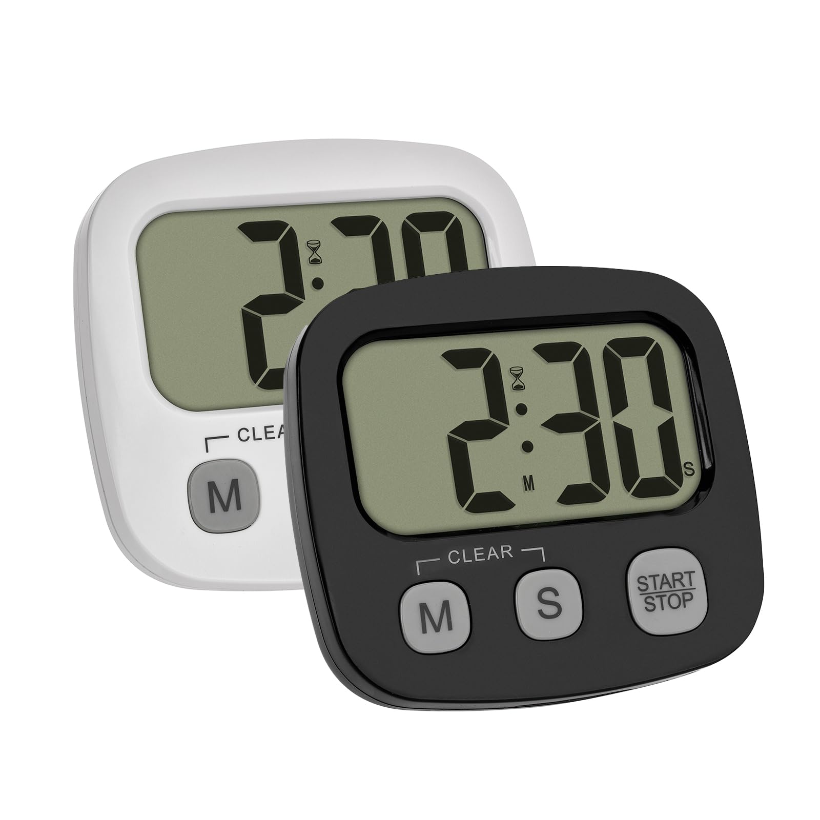 TFA Dostmann 2er-Set Digitaler Kurzzeitmesser mit Stoppuhr und Uhrzeit (38.2057.40.02)