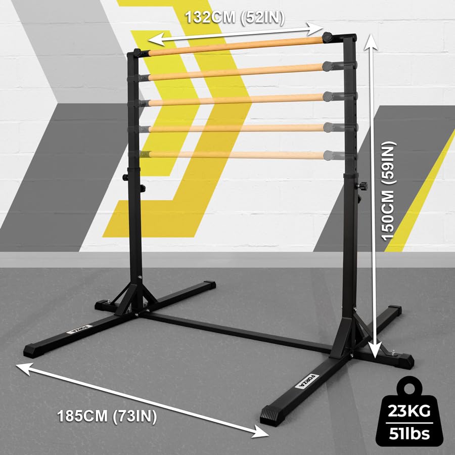 METIS Barra DE Gimnasia Horizontal - 13 Alturas Ajustables - Entrenamiento Esencial DE Gimnasia – Antideslizantes - Ideal para HOGARES O Clubes - Marco Fuerte Y Resistente