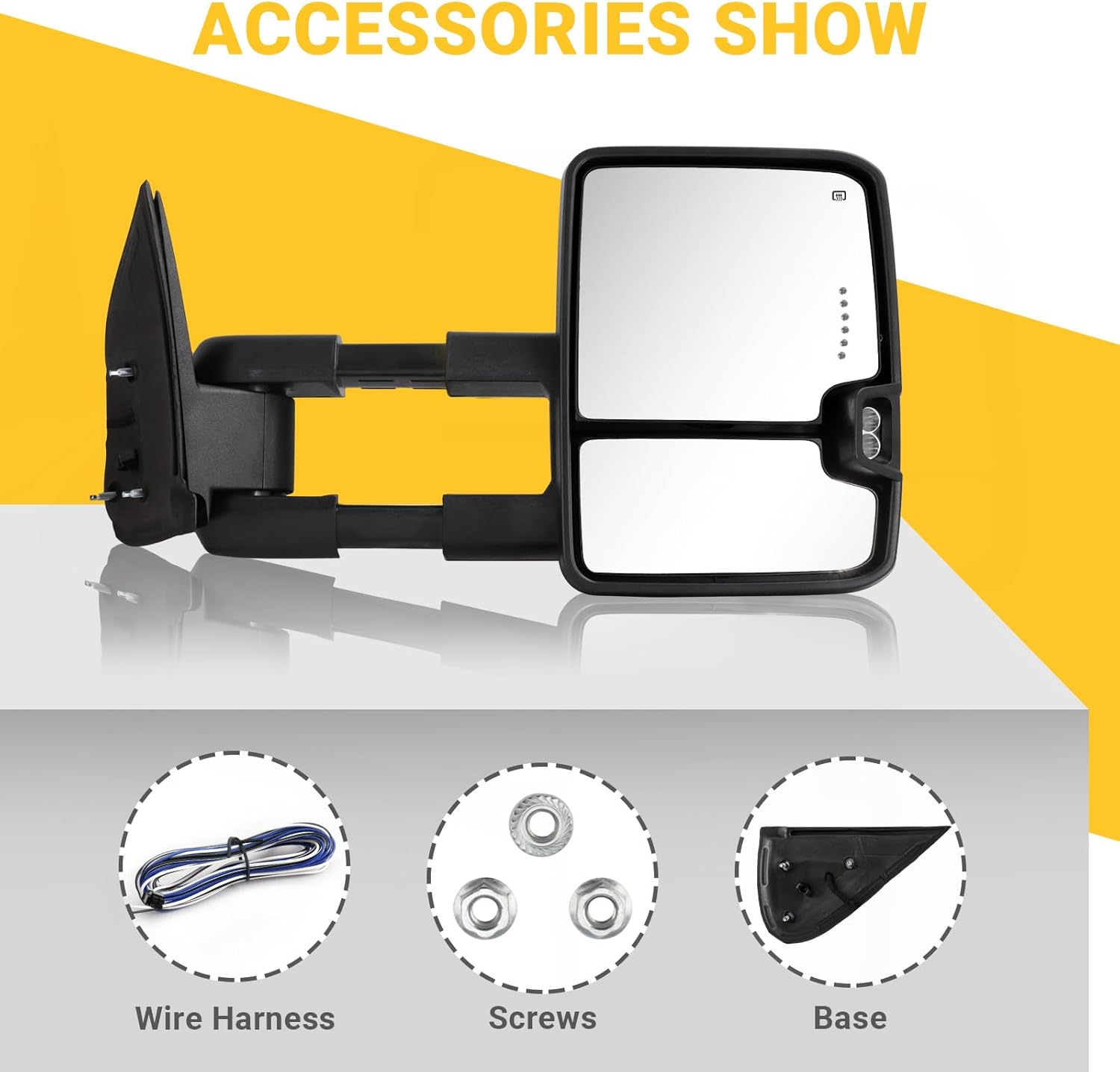 Sanooer Towing Mirrors for 1999-2002 Chevy Silverado GMC Sierra 1500 Tow Mirrors, 2000-2002 Suburban Tahoe Sierra Yukon 1500 2500 with Power Heated Arrow Turn Signal Backup Light Extendable Pair Set