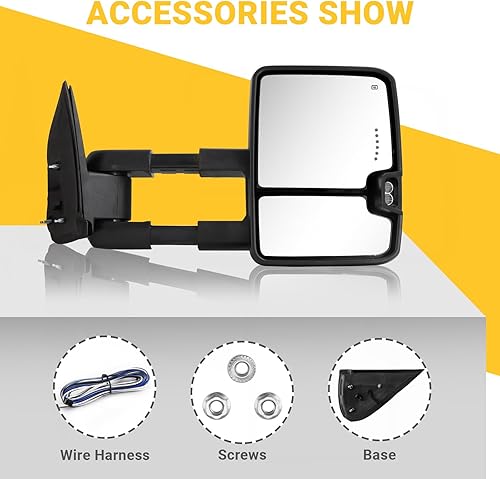 Miniatura 8 de Towing Mirrors for 1999-2002 Chevy Silverado GMC Sierra 1500 Tow Mirrors, 2000-2002 Suburban Tahoe Sierra Yukon 1500 2500 with Power Heated Arrow