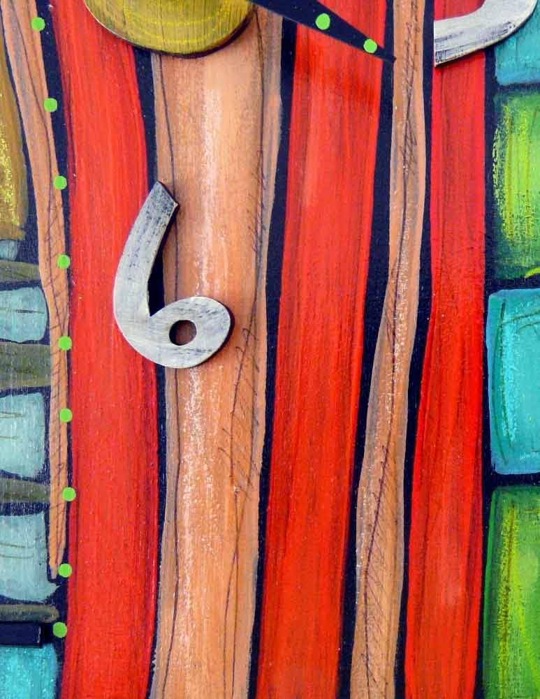 Eclectic Hand-Painted Box Clock for Wall or Shelf, 12" Square, Handmade in the USA