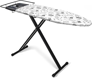 Duwee Ironing Board Extra Large with Big Steam Iron Rest,Heat-resistant Metallic Cover with Thick Double layers Padding,Adjustable Height,Heavy Sturdy Legs and Foldable,122 x 43cm