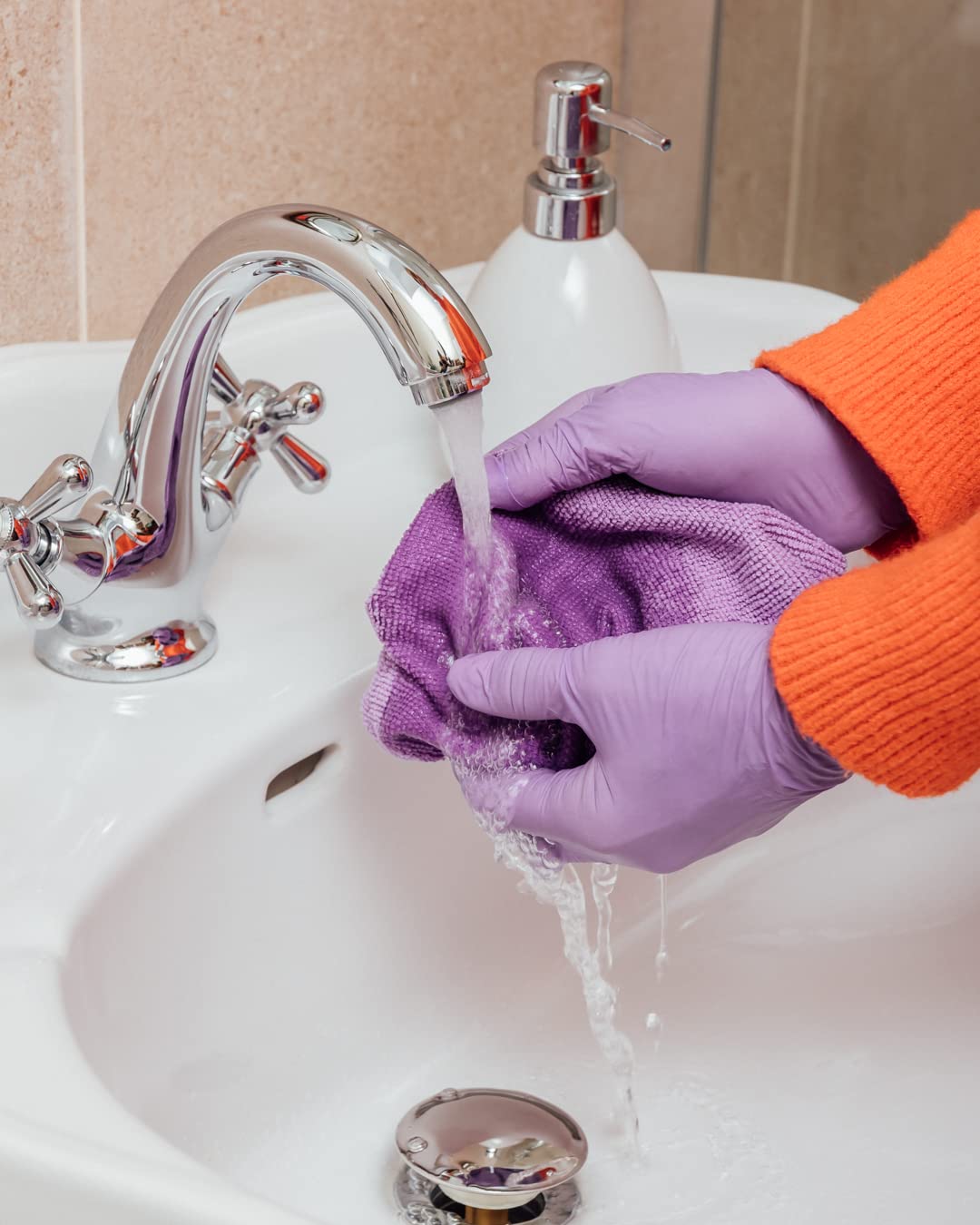 Bayeco Guanti nitrile monouso viola ambidestro senza polvere lattice dita testurizzate presa Confezione dispenser 20 pezzi Taglia XL