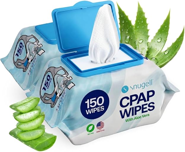 Snugell CPAP Mask Wipes - Travel Size 150 Count (150 Count (Pack of 2), Unscented)